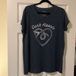 TORRID DARK HEARTS CREW NECK TEE